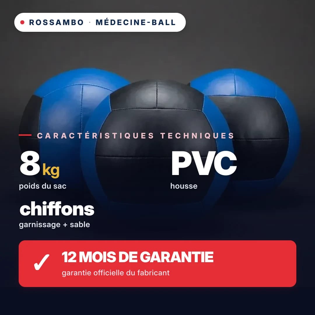 Médecine-ball, bâche PVC, 8 kg