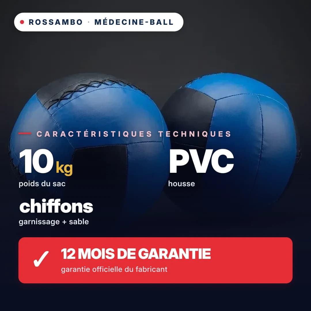 Médecine-ball, bâche PVC, 10 kg