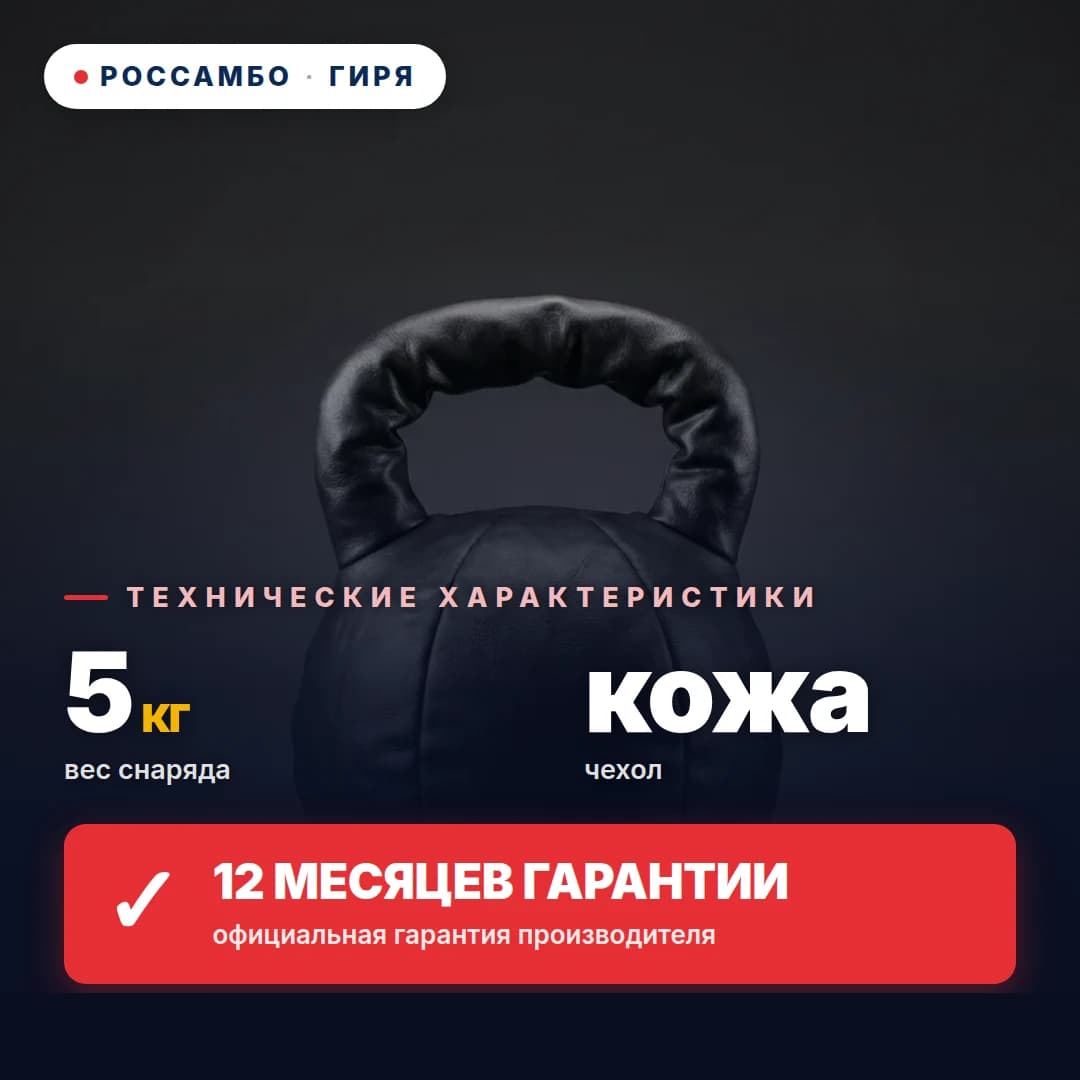 Гиря, кожа, 5 кг