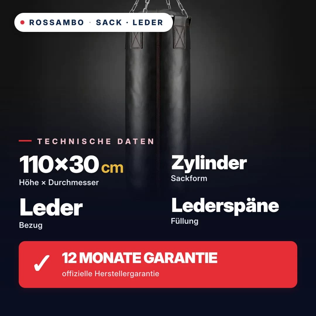Boxsack Zylinder, Leder, 110×30 cm