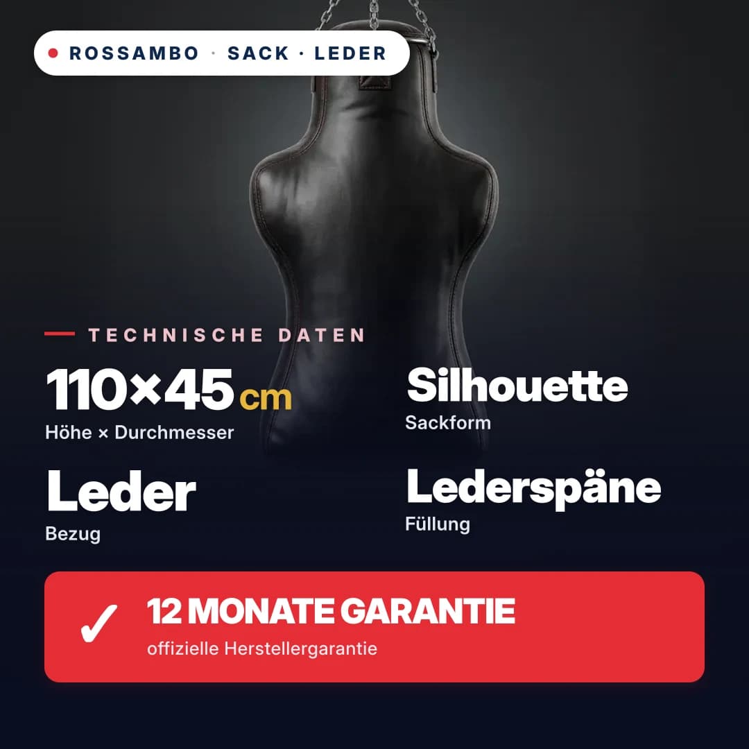 Boxsack Silhouette tailliert, Leder, 110×45×30 cm
