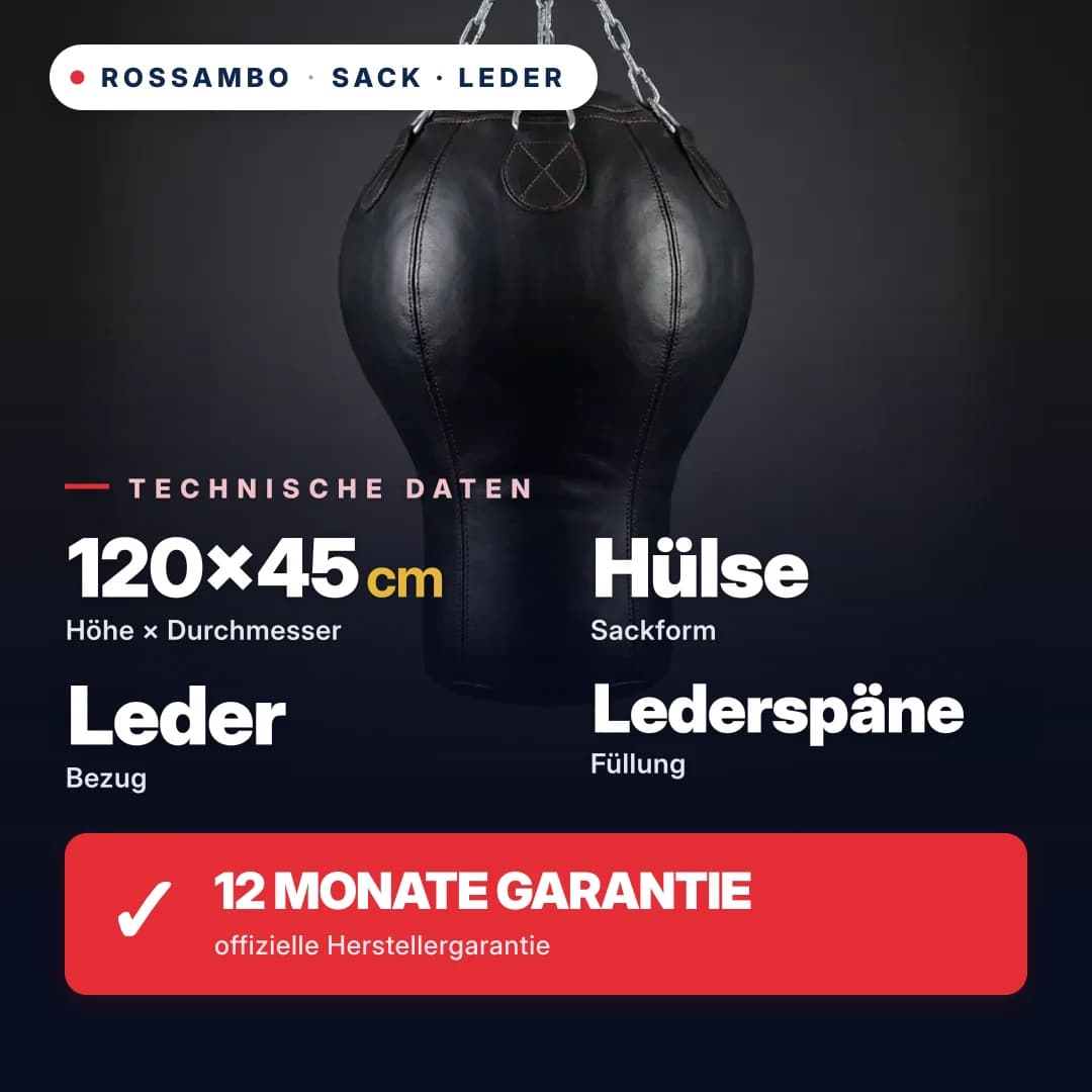 Boxsack Hülse Aufwärtshaken, Leder, 120×45×30 cm