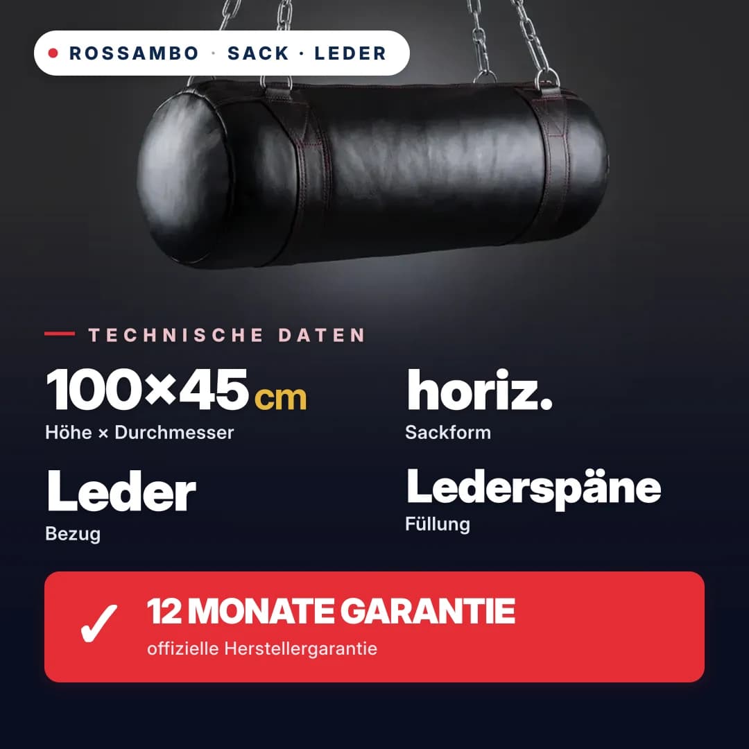 Boxsack Horizontal, Leder, 100×45 cm