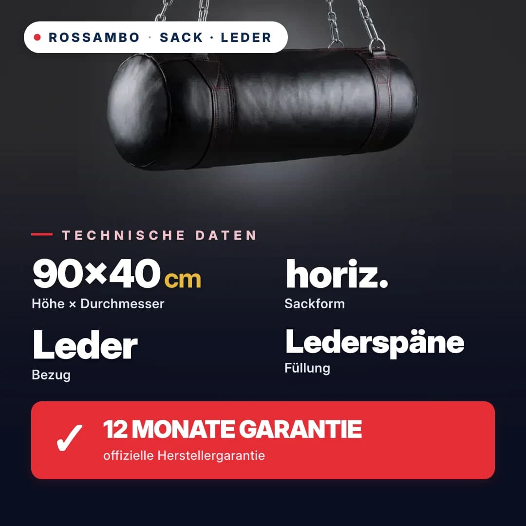 Boxsack Horizontal, Leder, 90×40 cm