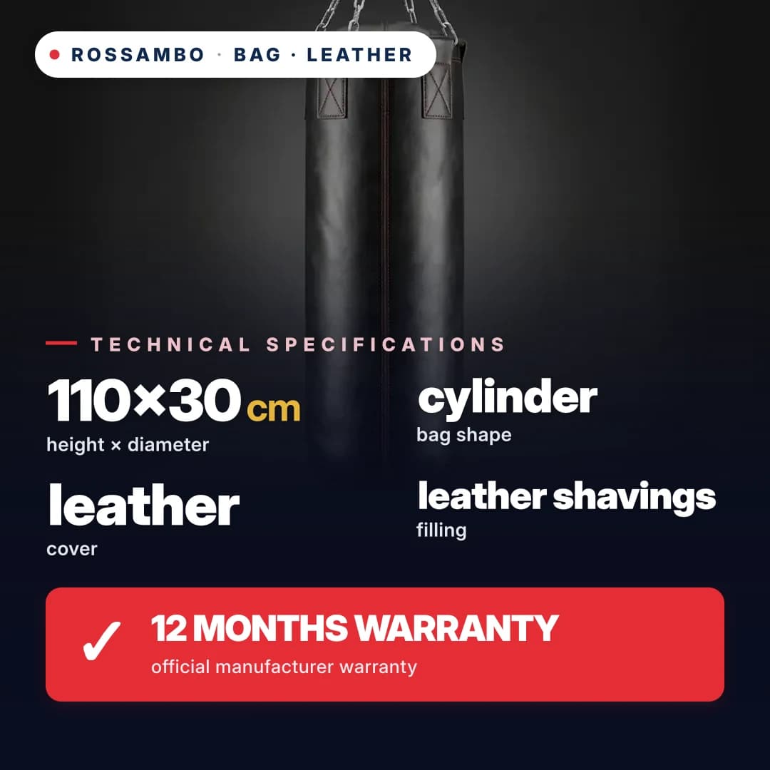 Punching bag Cylinder, leather, 110×30 cm