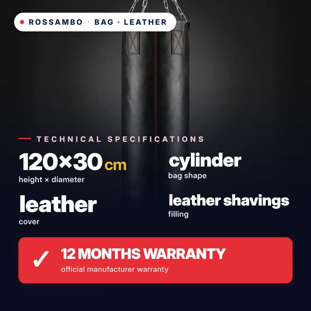 Punching bag Cylinder, leather, 120×30 cm