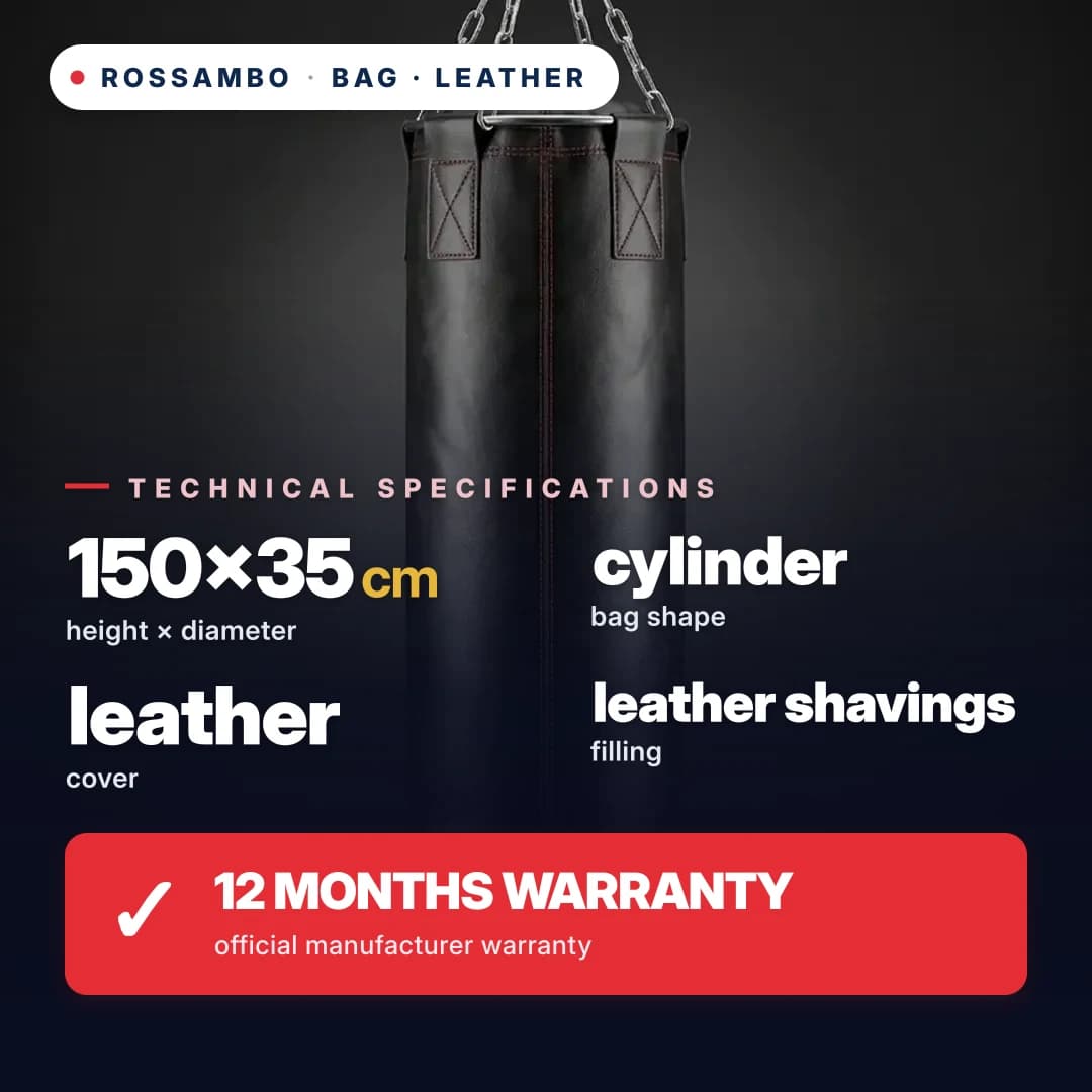 Punching bag Cylinder, leather, 150×35 cm