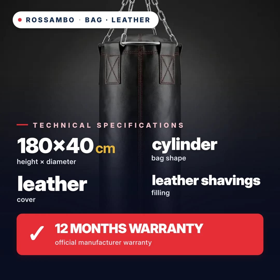 Punching bag Cylinder, leather, 180×40 cm