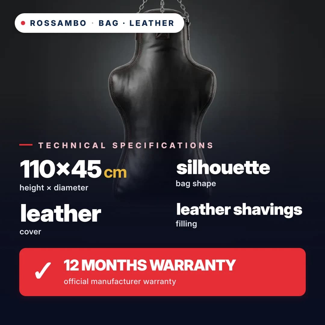Punching bag Silhouette, tapered, leather, 110×45×30 cm