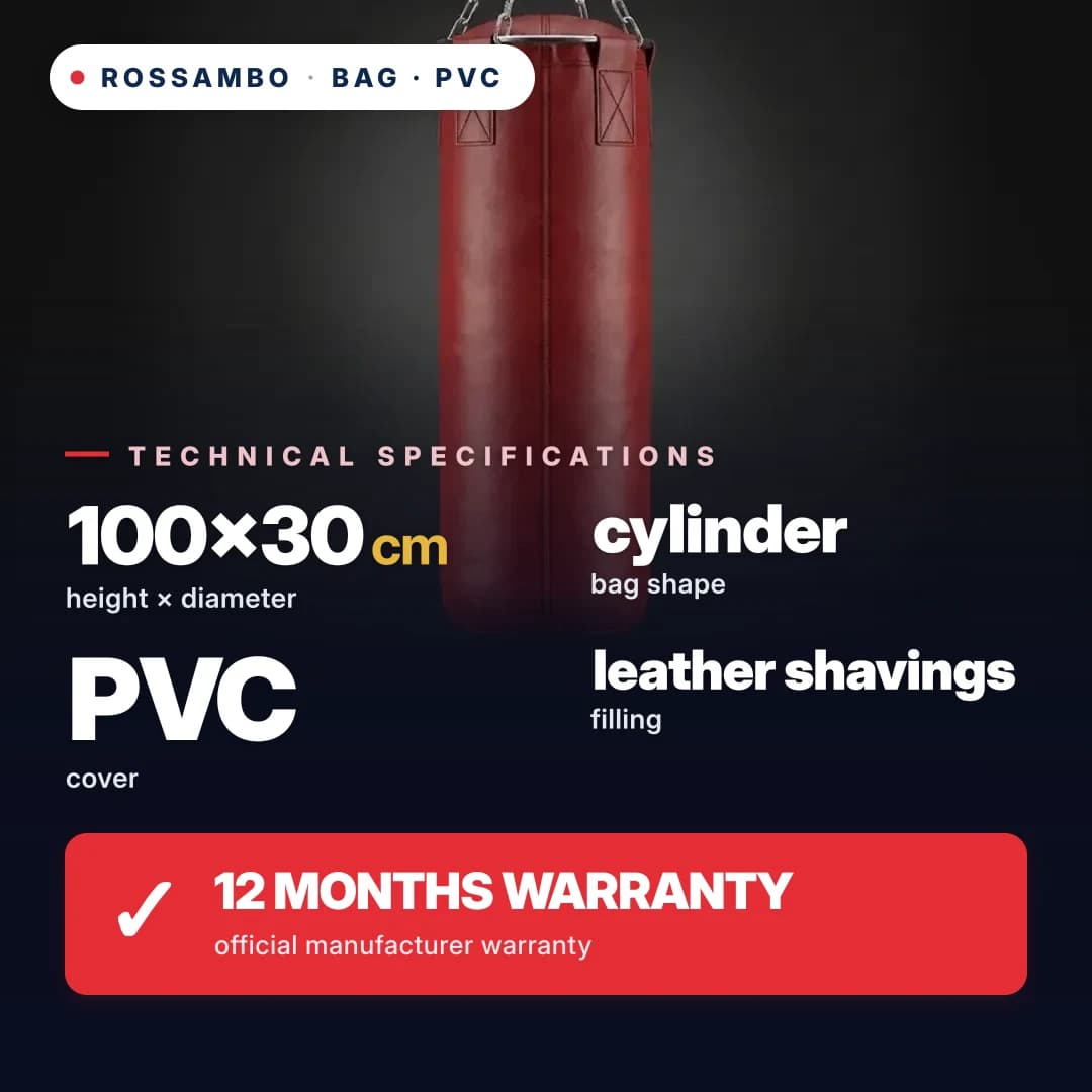 Punching Bag Cylinder, PVC Tarpaulin, 100×30 cm