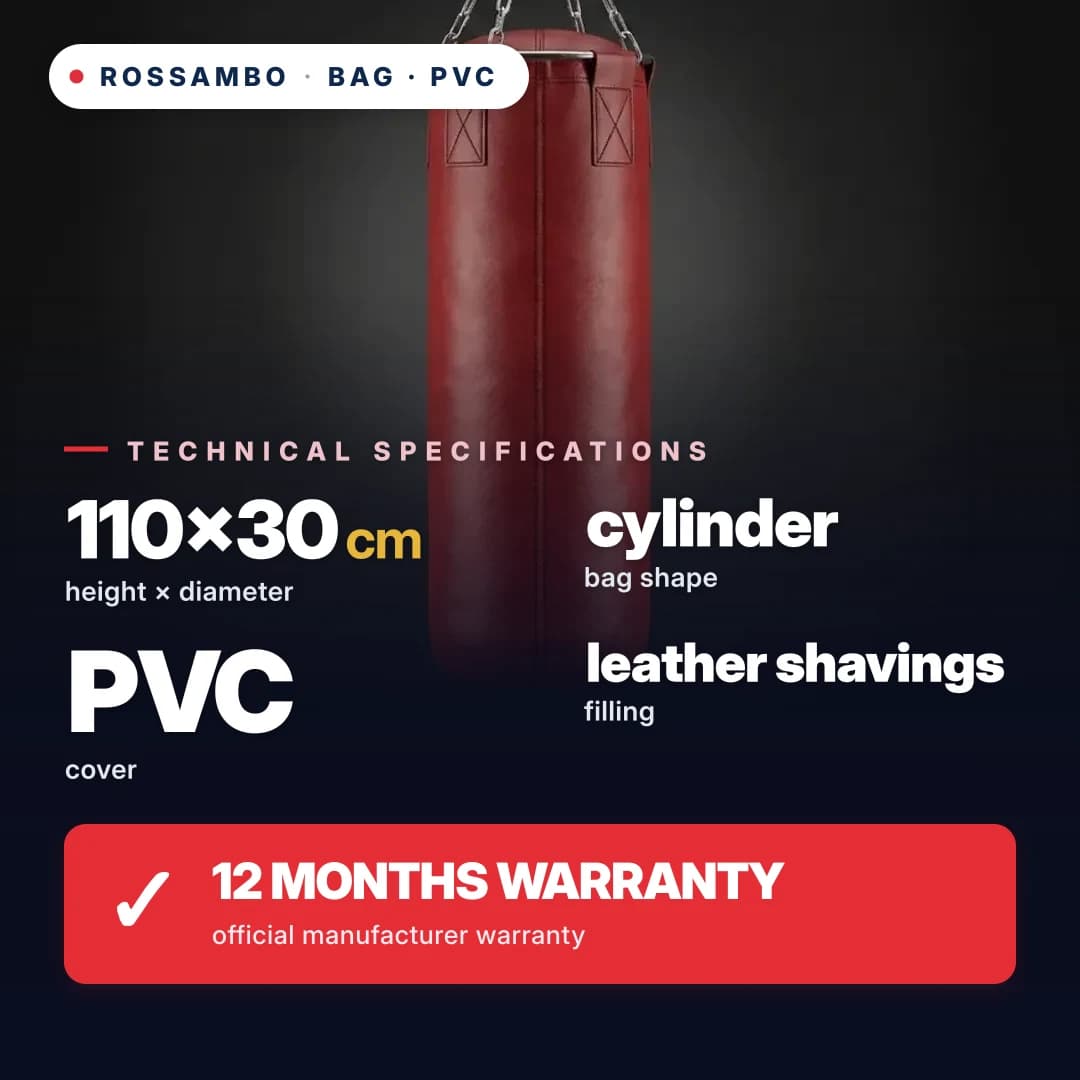 Punching Bag Cylinder, PVC Tarpaulin, 110×30 cm