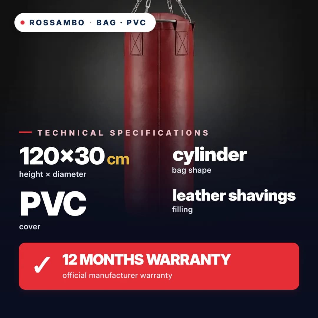Punching Bag Cylinder, PVC Tarpaulin, 120×30 cm