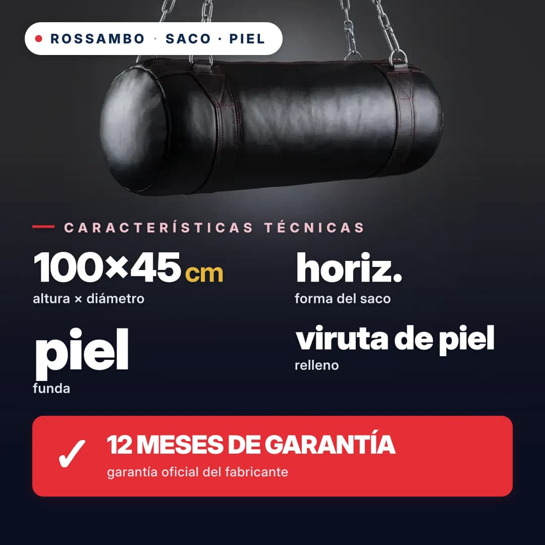 Saco de boxeo Horizontal, cuero, 100×45 cm