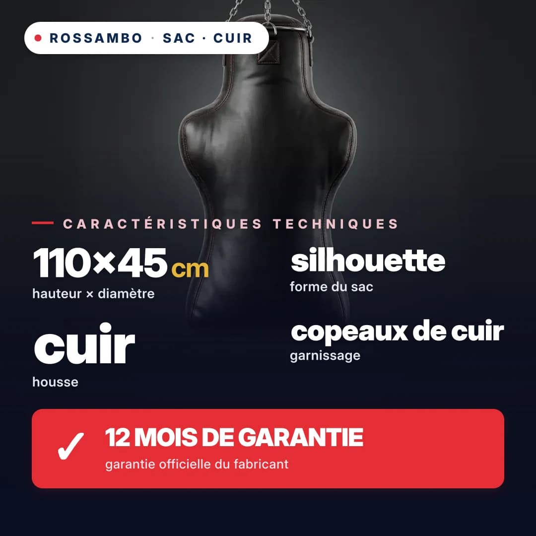 Sac de frappe Silhouette cintré, cuir, 110×45×30 cm