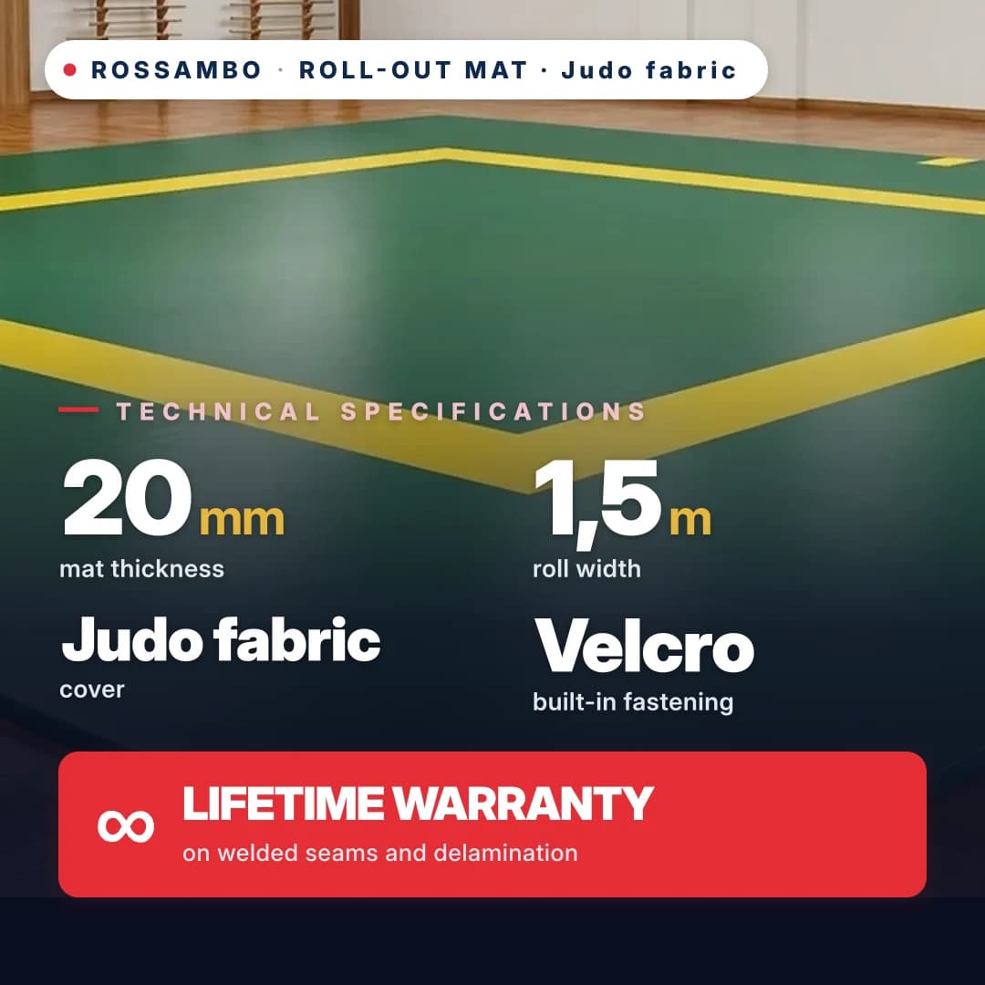 Roll-out mat, judo fabric 20 mm, price per 1 m²