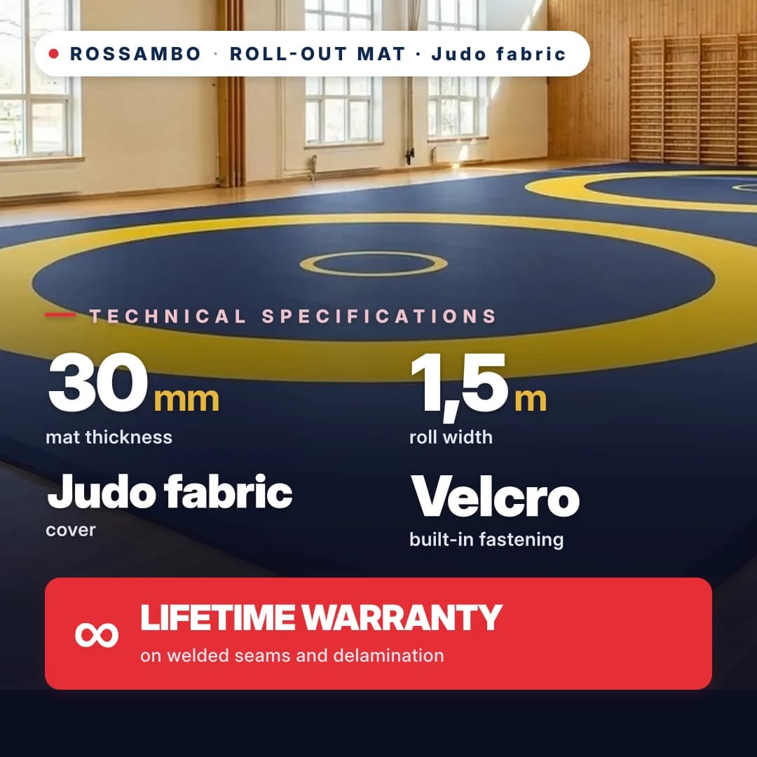 Roll-out mat, judo fabric 30 mm, price per 1 m²