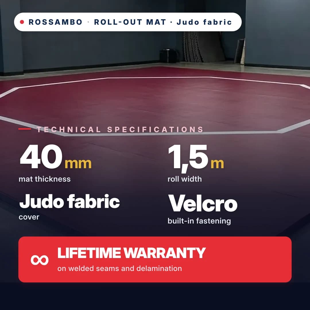 Roll-out mat, judo fabric 40 mm, price per 1 m²