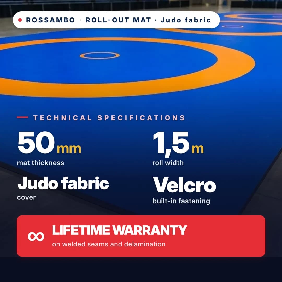 Roll-out mat, judo fabric 50 mm, price per 1 m²