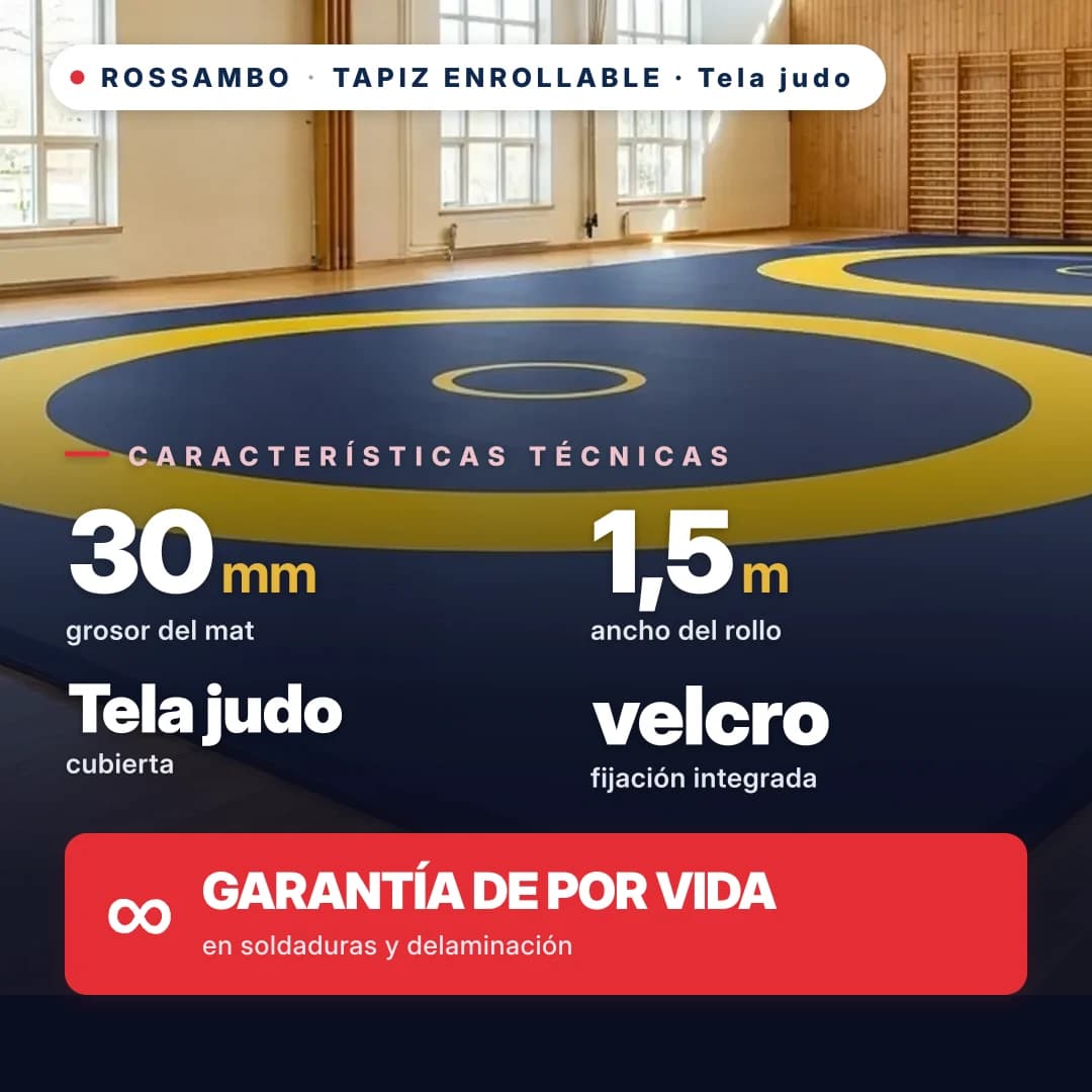 Tapiz enrollable de tela de judo 30 mm, precio por 1 m²
