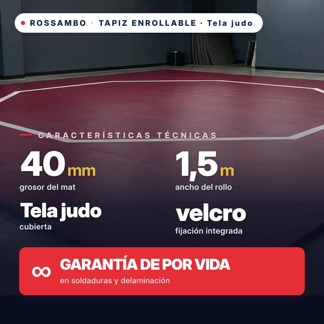 Tapiz enrollable de tela de judo 40 mm, precio por 1 m²