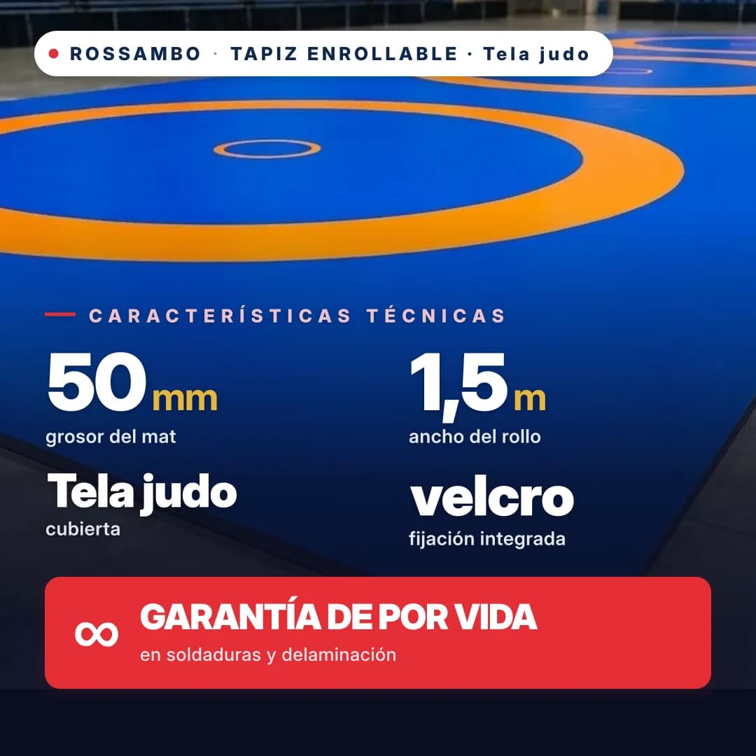 Tapiz enrollable de tela de judo 50 mm, precio por 1 m²