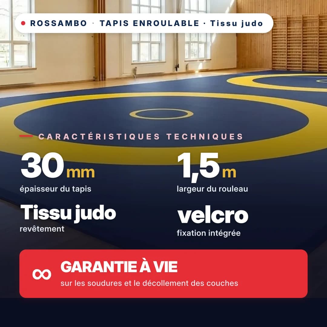 Tapis enroulable tissu judo 30 mm, prix par m²