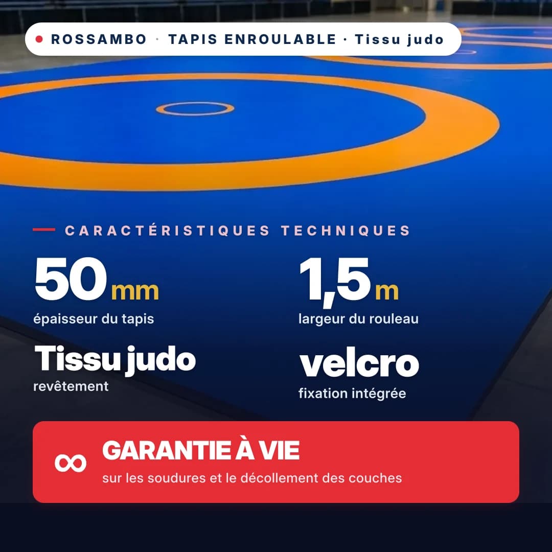 Tapis enroulable tissu judo 50 mm, prix par m²