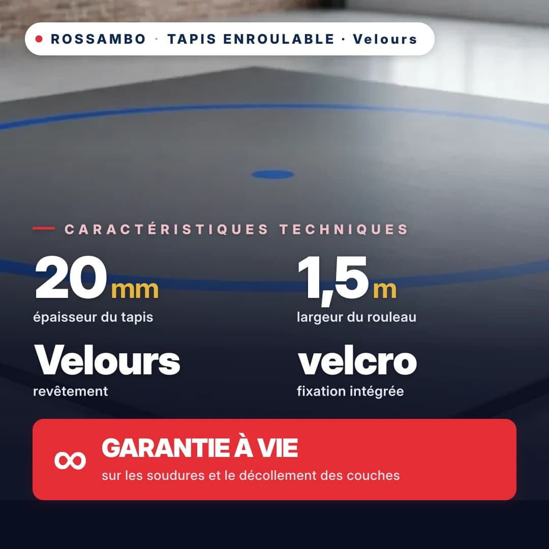 Tapis enroulable Velours premium 20 mm, prix au m²
