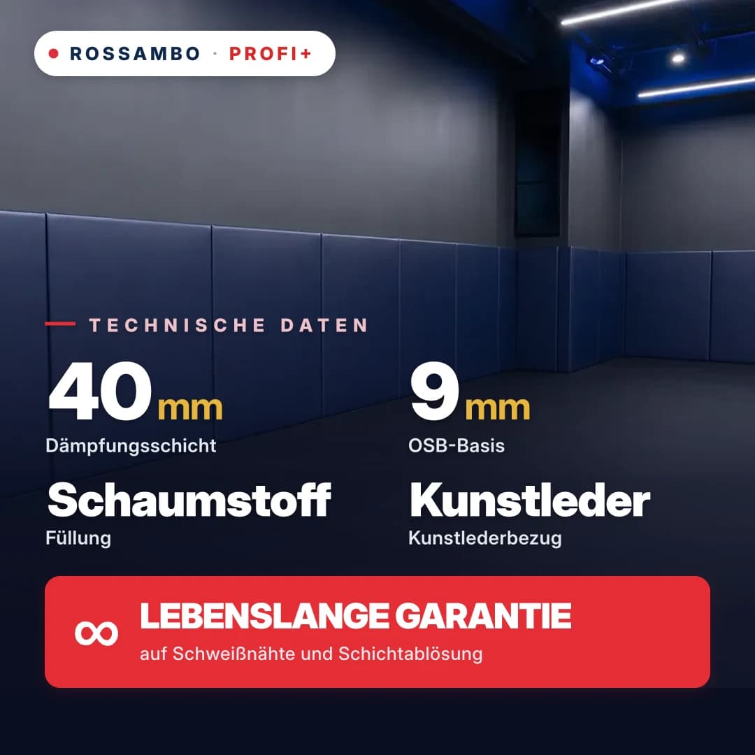 Wandschutzpolster PROFI+, OSB 9 mm + Schaumstoff + Kunstleder, 40 mm