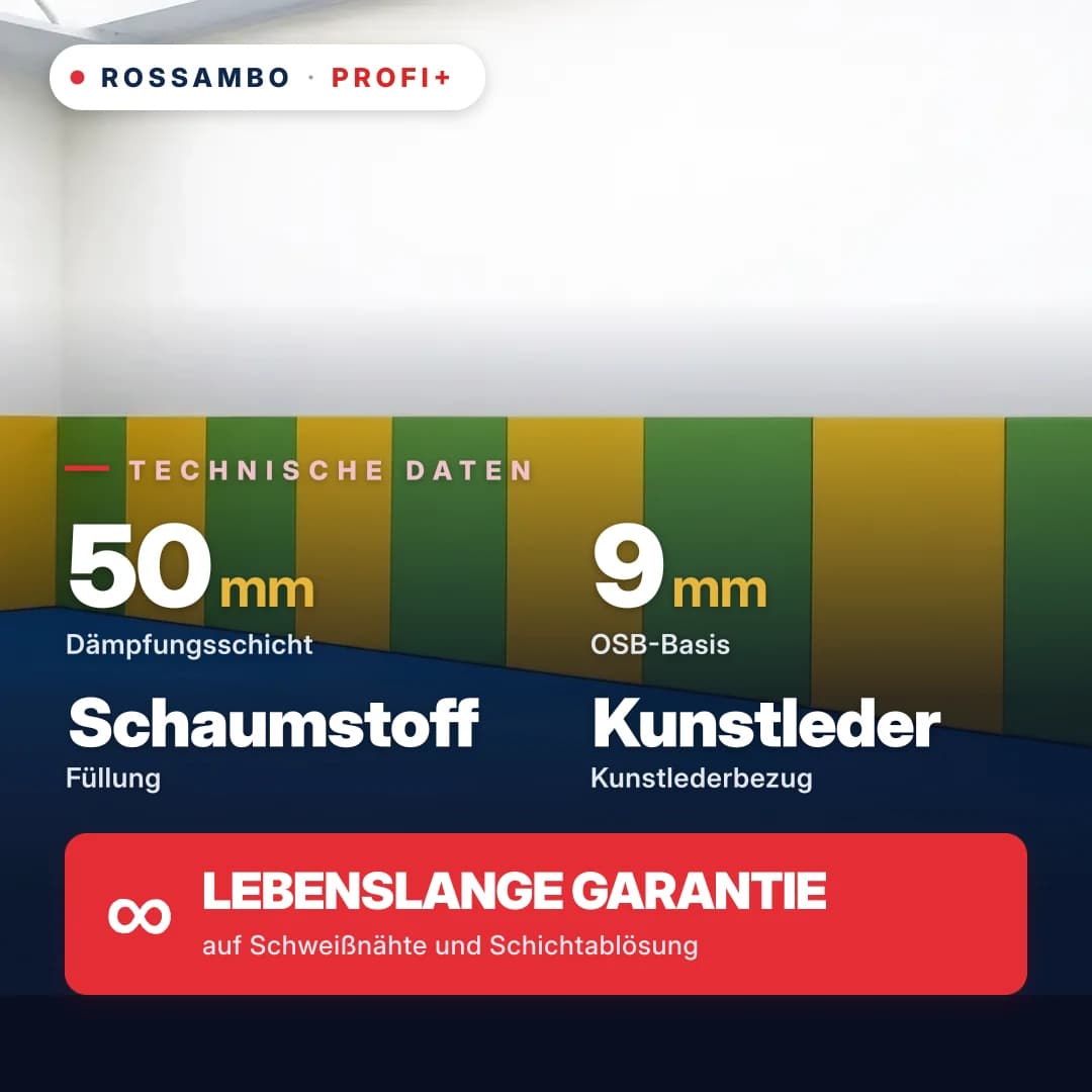 Wandschutzpolster PROFI+, OSB 9 mm + Schaumstoff + Kunstleder, 50 mm