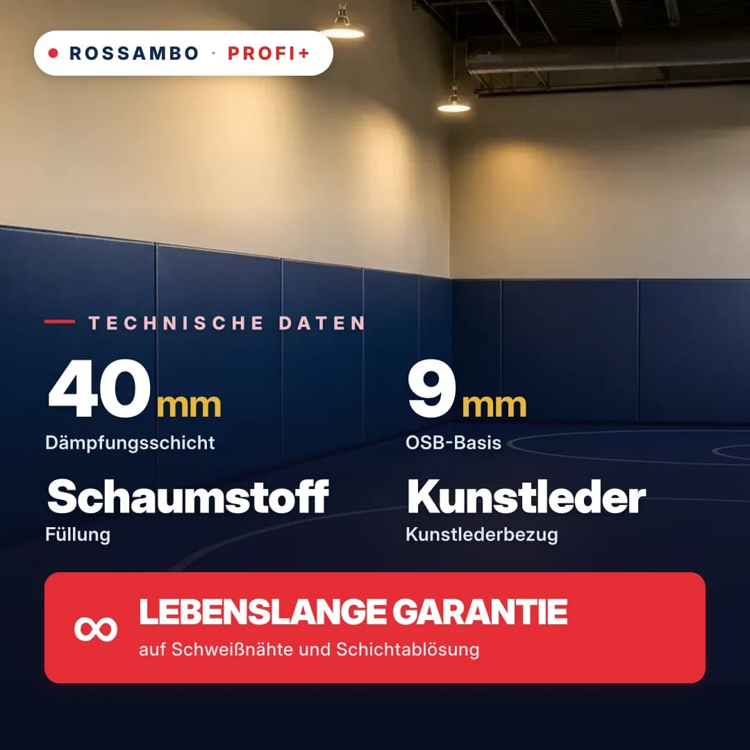 Wandschutzpolster PROFI+ mit Perforation, OSB 9 mm + Schaumstoff + Kunstleder, 40 mm