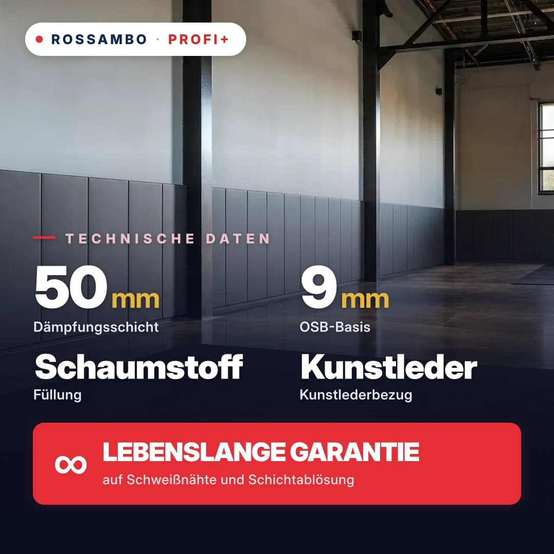 Wandschutzpolster PROFI+ mit Perforation, OSB 9 mm + Schaumstoff + Kunstleder, 50 mm