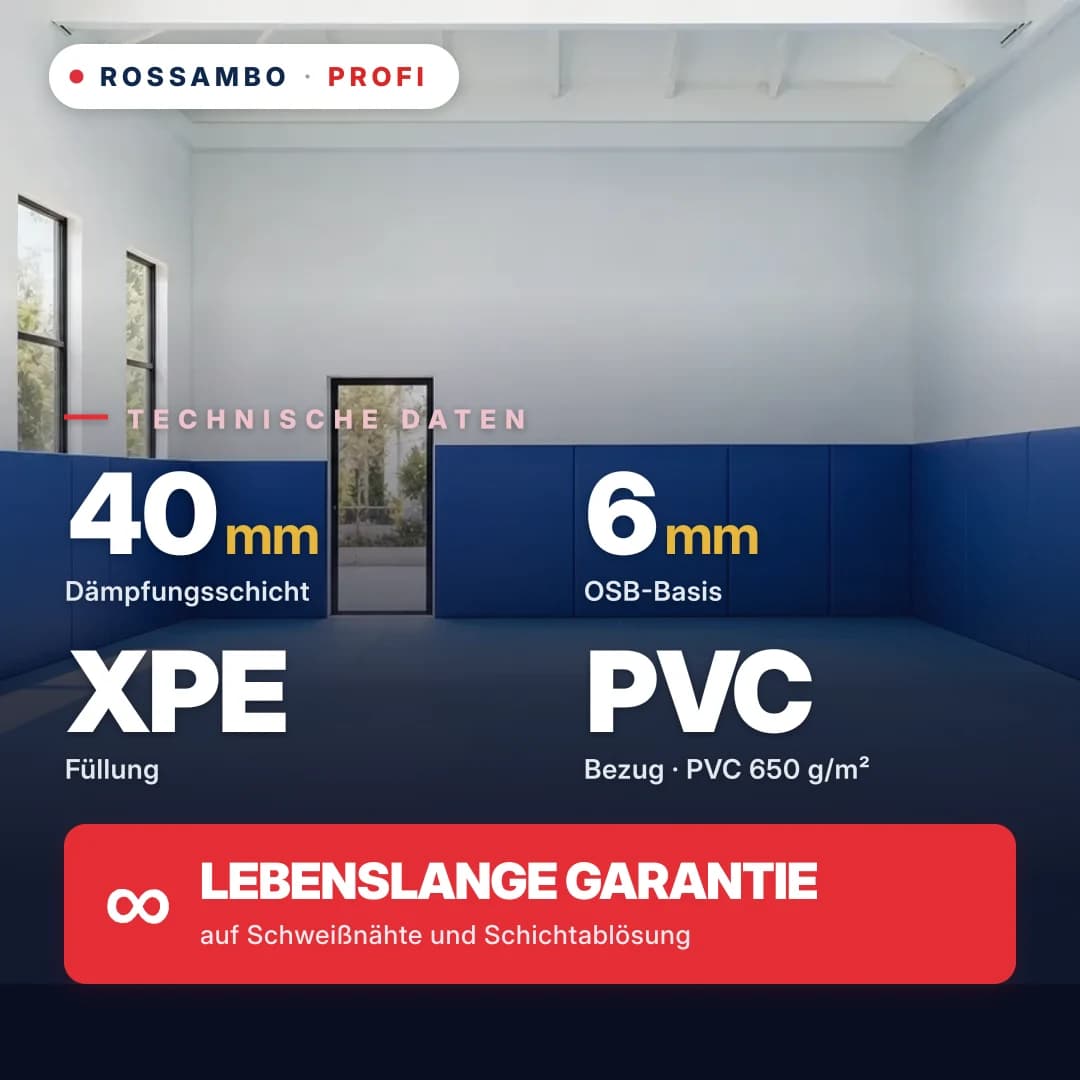 Wandschutzpolster PROFI, OSB 6 mm + XPE (vernetzter PE-Schaum) 33 kg/m³ + PVC-Plane, 40 mm