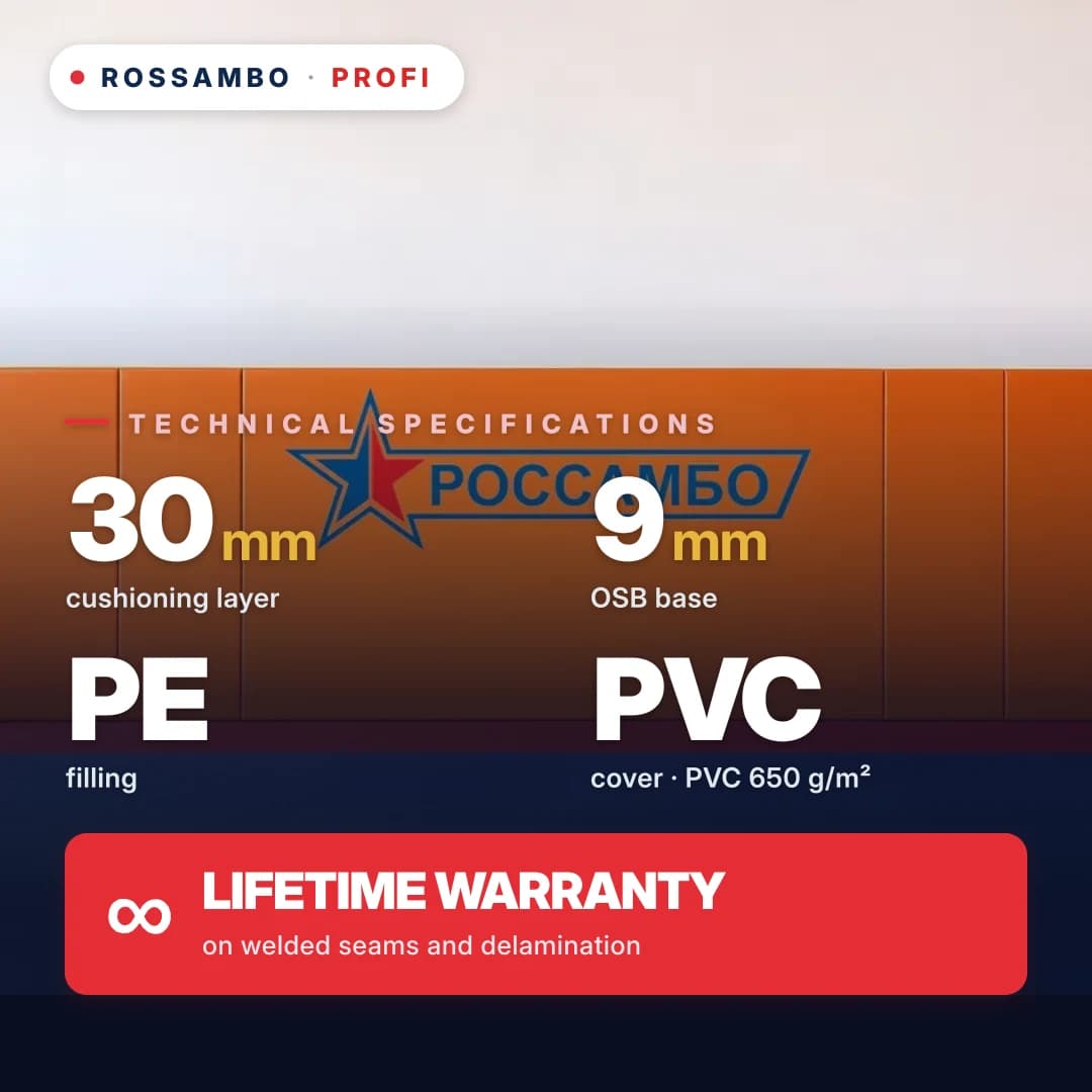 PROFI wall padding, OSB 9 mm + PE foam mat + PVC tarpaulin 650 g/m², 30 mm