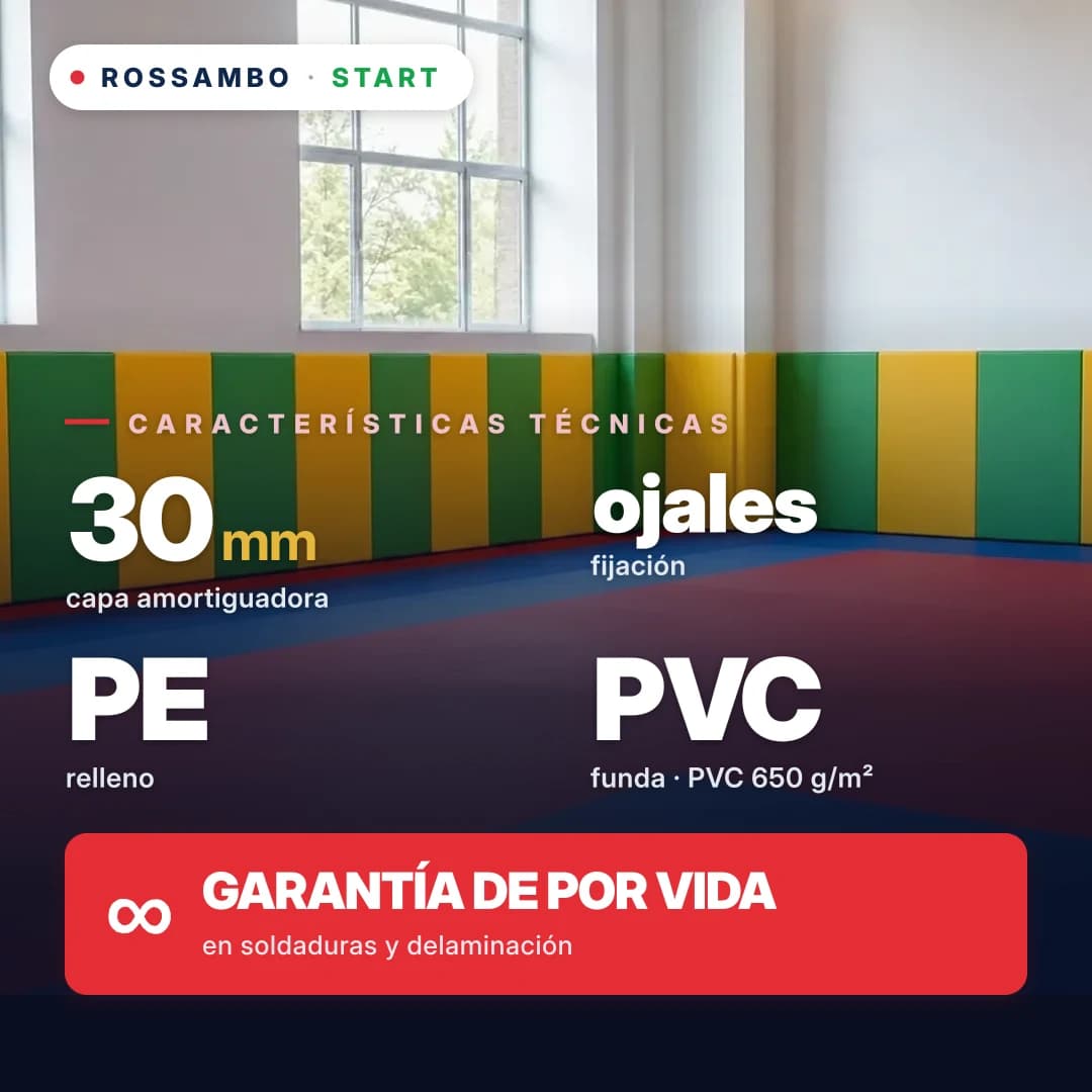 Protector de pared START+, espuma de PE lite + lona de PVC 650 g/m², 30 mm