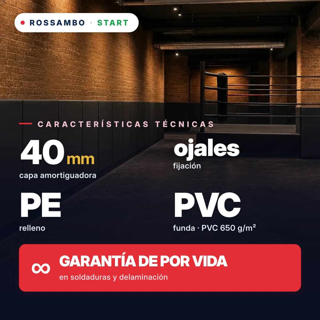 Protector de pared START+, espuma de PE lite + lona de PVC 650 g/m², 40 mm