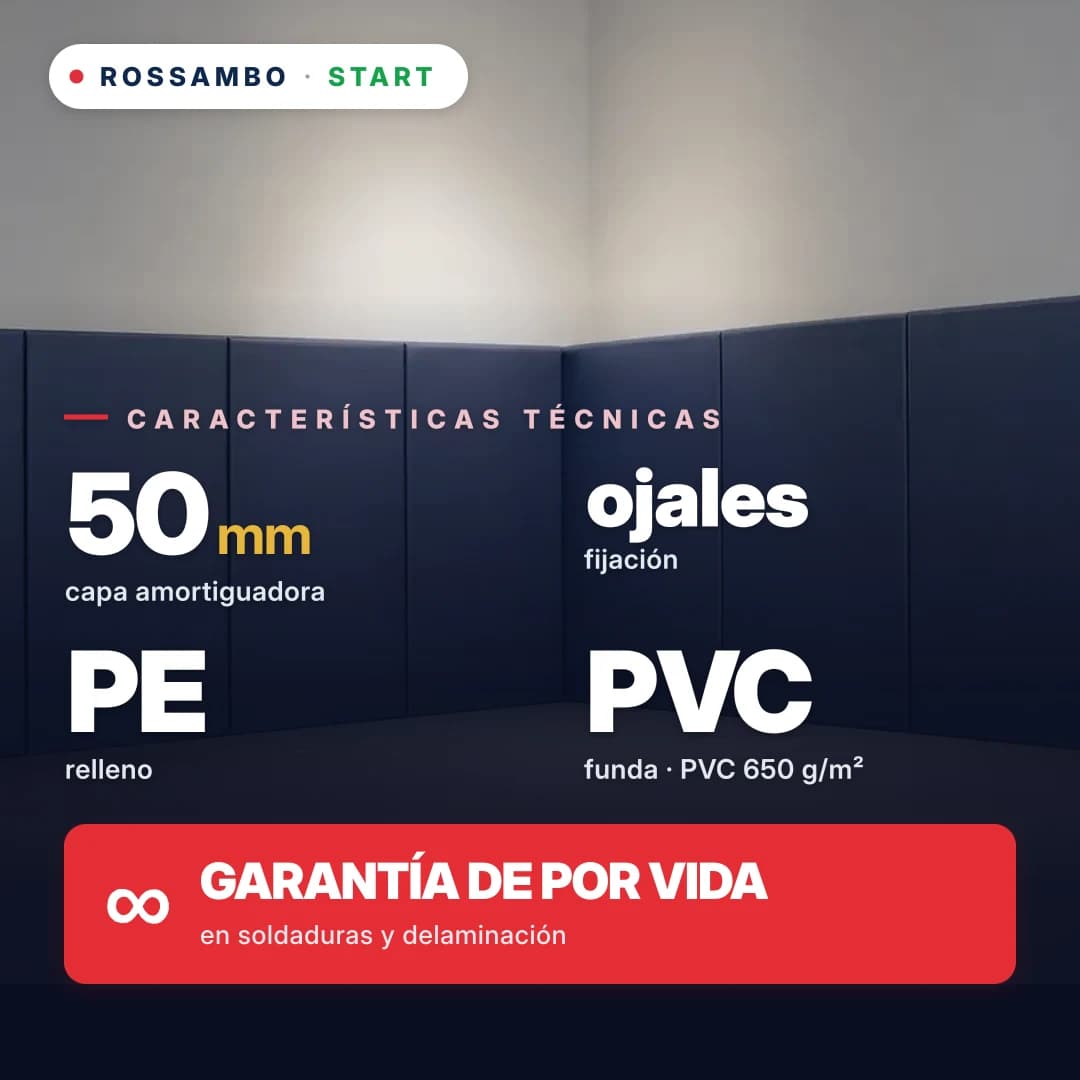 Protector de pared START+, espuma de PE lite + lona de PVC 650 g/m², 50 mm