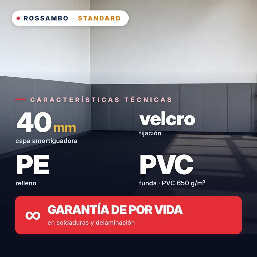 Protector de pared STANDARD, espuma de PE START + tela de PVC de 650 g/m², 40 mm
