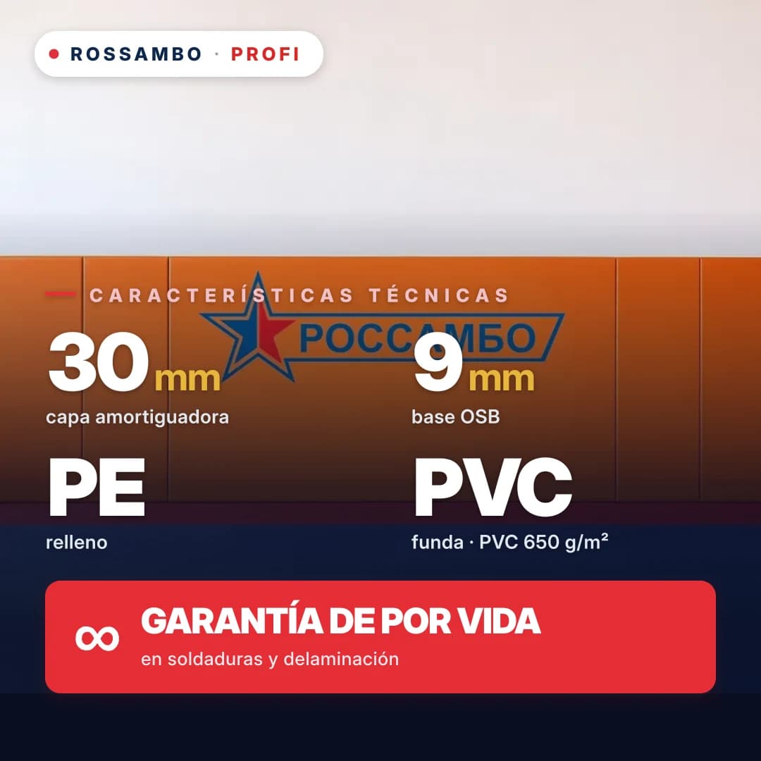 Protector de pared PROFI, OSB 9 mm + colchoneta de espuma de PE + tela de PVC de 650 g/m², 30 mm