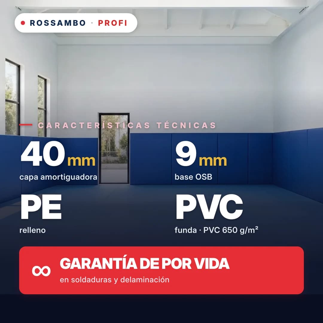 Protector de pared PROFI, OSB 9 mm + colchoneta de espuma de PE + tela de PVC de 650 g/m², 40 mm