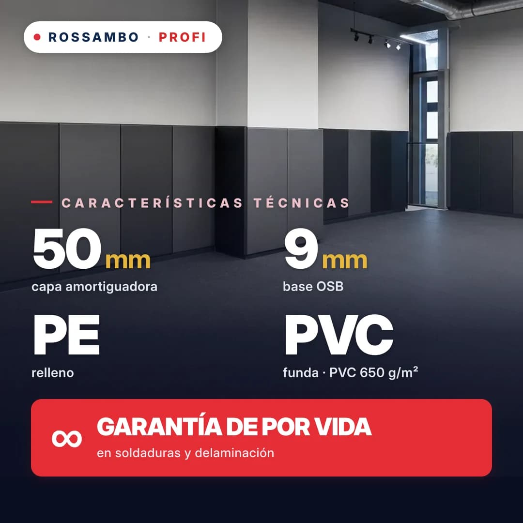 Protector de pared PROFI, OSB 9 mm + colchoneta de espuma de PE + tela de PVC de 650 g/m², 50 mm