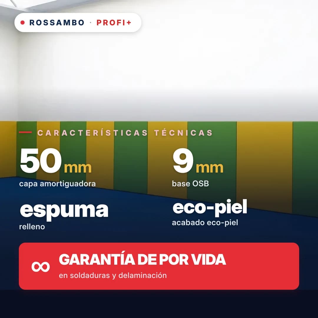 Protector de pared PROFI+, OSB 9 mm + espuma + piel ecológica, 50 mm