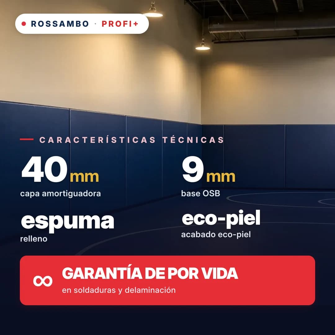 Protector de pared PROFI+ perforado, OSB 9 mm + espuma + piel ecológica, 40 mm