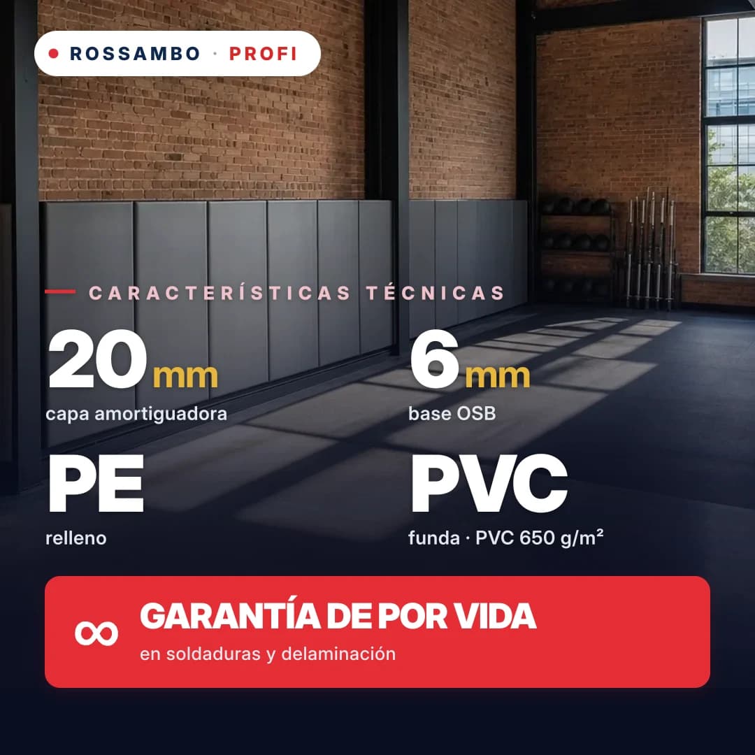 Protector de pared PROFI, OSB 6 mm + manta de espuma de PE + lona de PVC 650 g/m², 20 mm