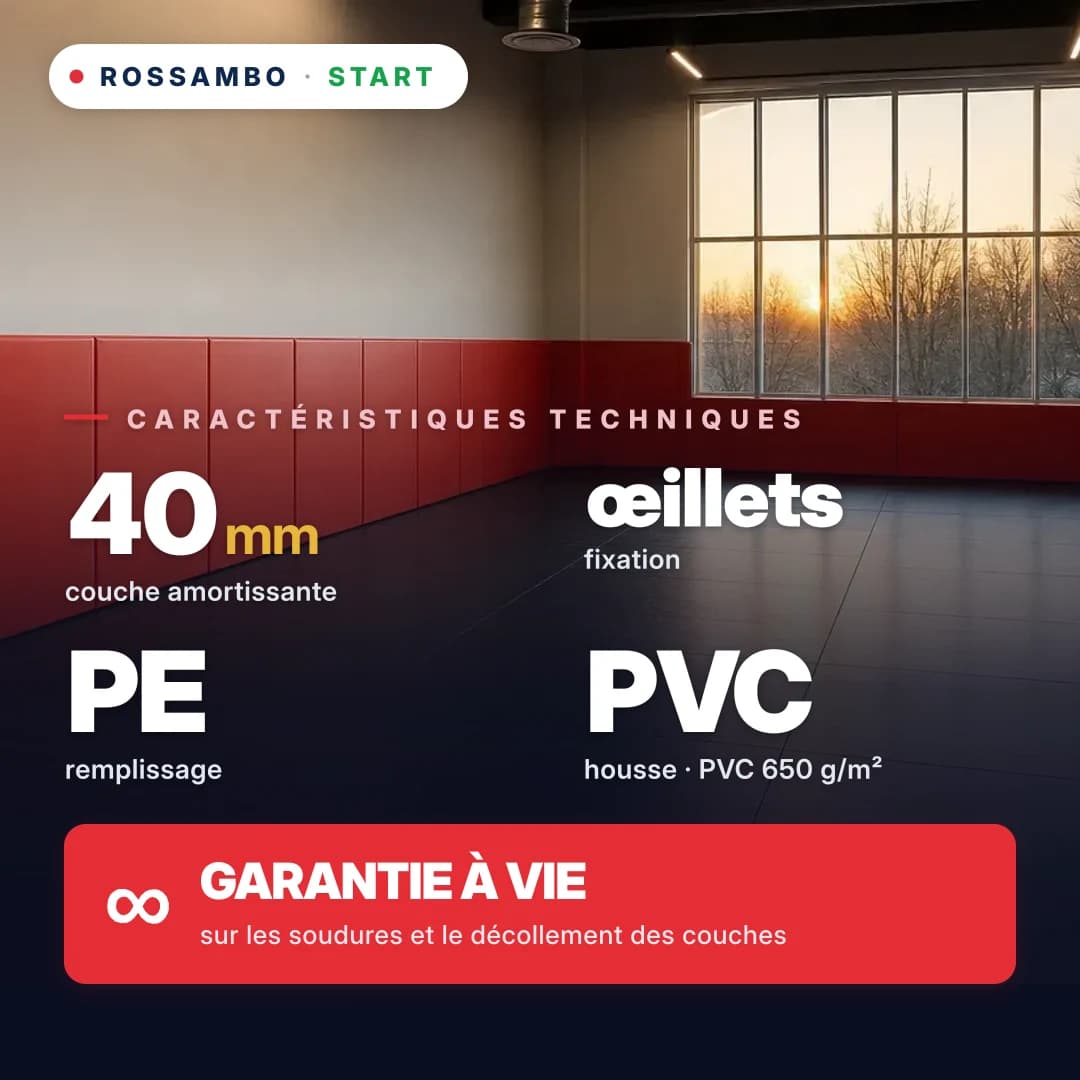 Protection murale START continue, mousse PE START + bâche PVC 650 g/m², 40 mm