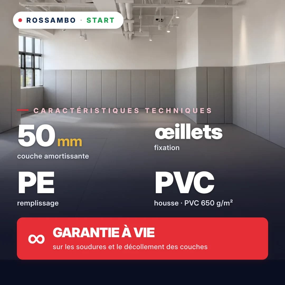 Protection murale START continue, mousse PE START + bâche PVC 650 g/m², 50 mm