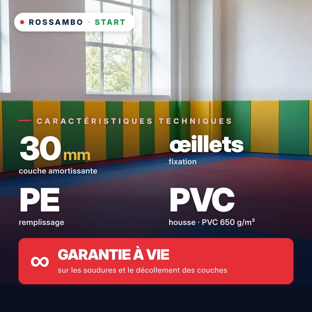 Protection murale START+, mousse PE light + bâche PVC 650 g/m², 30 mm