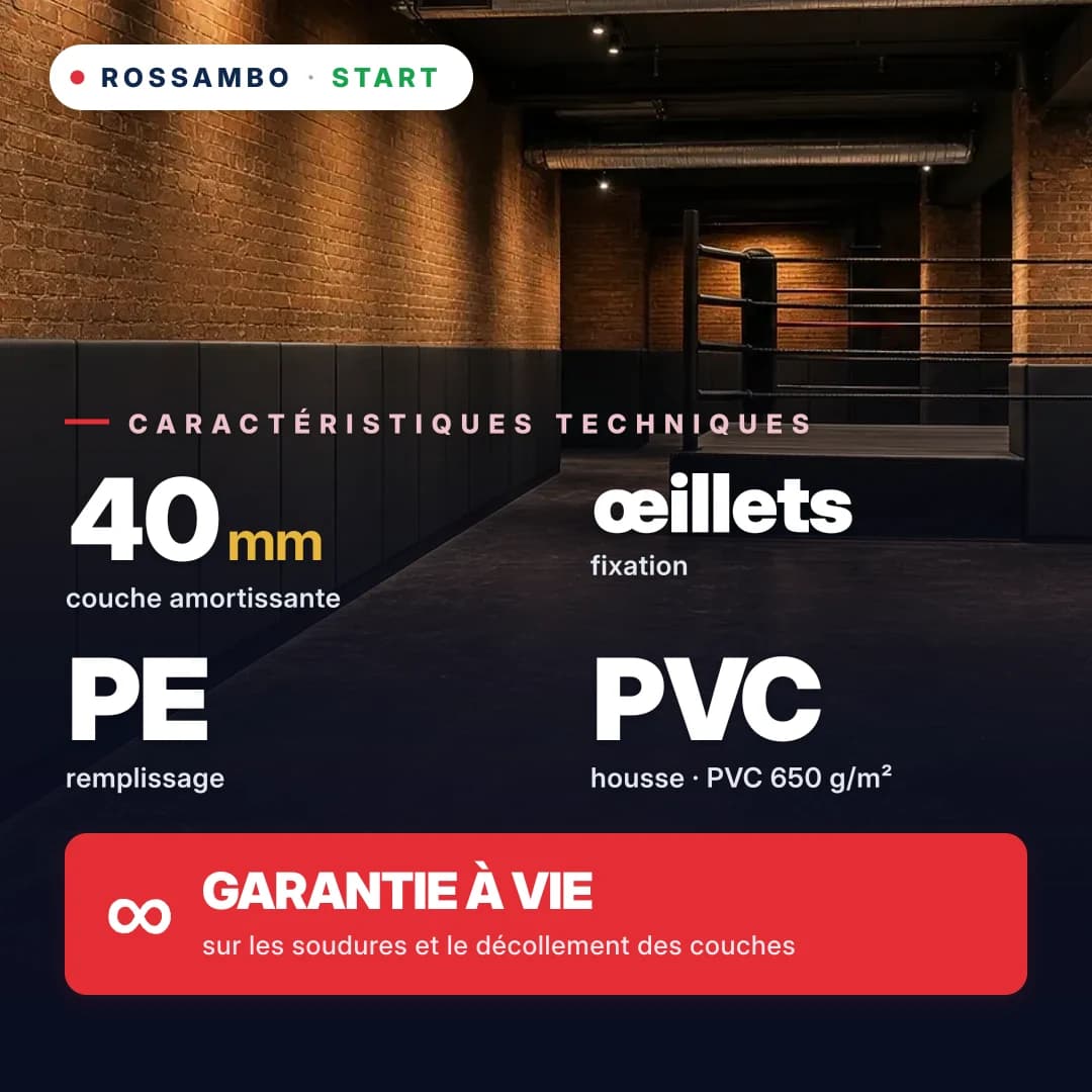 Protection murale START+, mousse PE light + bâche PVC 650 g/m², 40 mm
