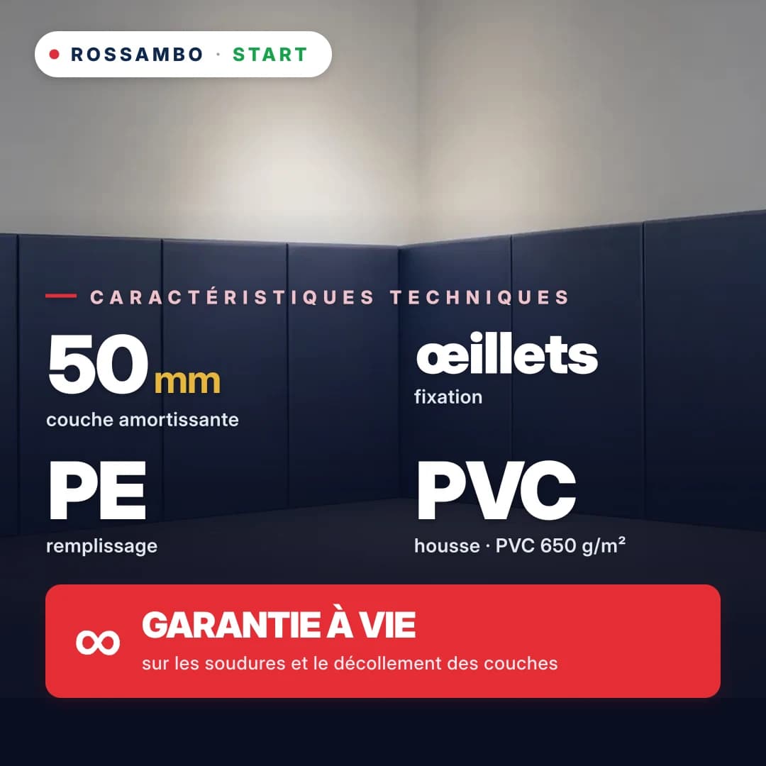 Protection murale START+, mousse PE light + bâche PVC 650 g/m², 50 mm