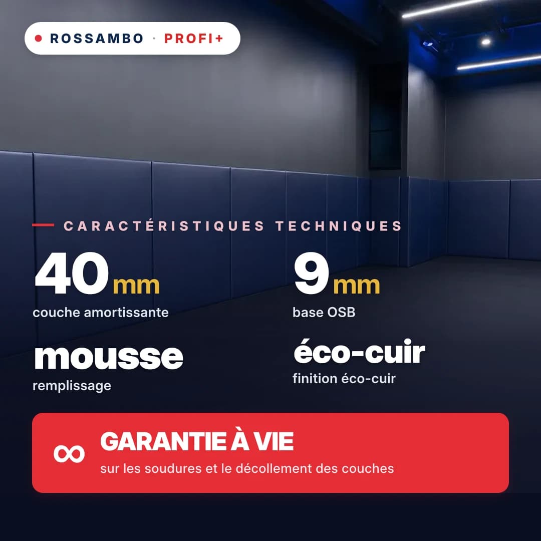 Protection murale PROFI+, OSB 9 mm + mousse polyuréthane + similicuir, 40 mm